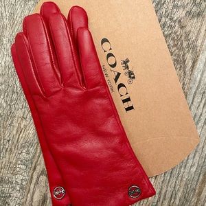 NEW! Coach true red leather tech gloves